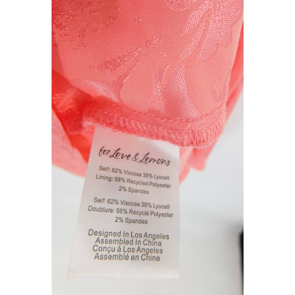 For Love & Lemons Gabrielle Rhinestone Pink Slip Mini Dress Size Medium - Picture 5 of 6